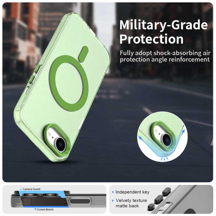 Funda híbrida TPU y PC con protección Magsafe Candy para iPhone 16E (Verde)