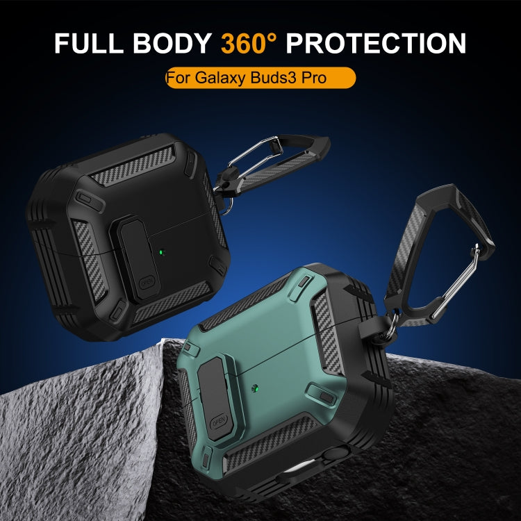 Funda Protectora para Auriculares Samsung Galaxy Buds 3/3 Pro con Interruptor y Gancho (Negro)