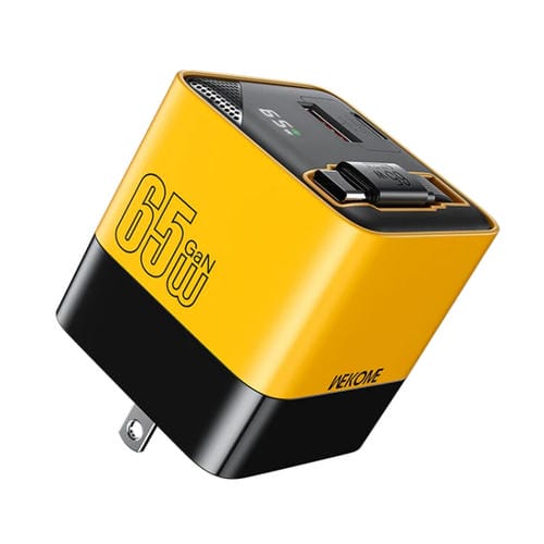 Cargador Rápido Usb-C Wk Wp-U39 65 W Usb Gan con Cable Tipo C 80 cm (Amarillo) Enchufe Estadounidense
