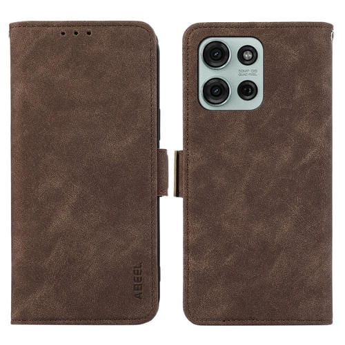 Funda de Cuero con Imán Rfid para Motorola Moto G75 5G Abeel (Marrón)