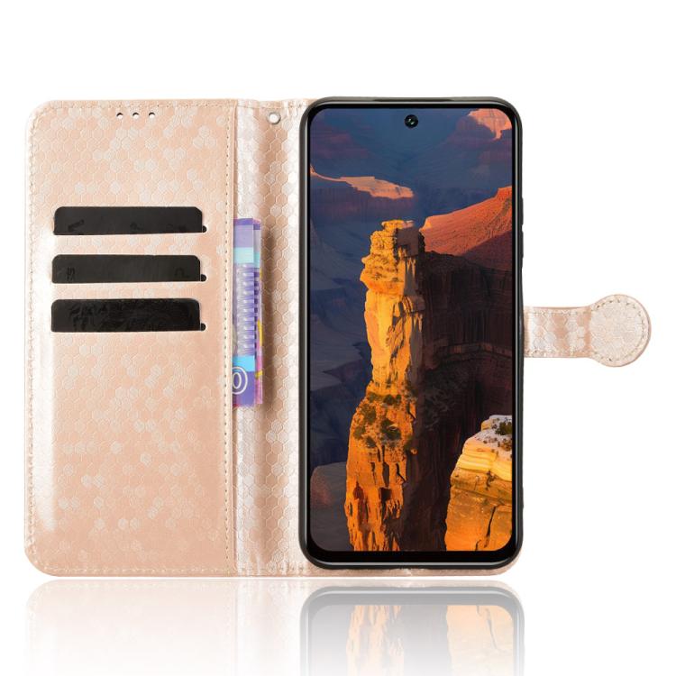 Funda de cuero con textura de puntos de panal para itel A95 5G (dorada)