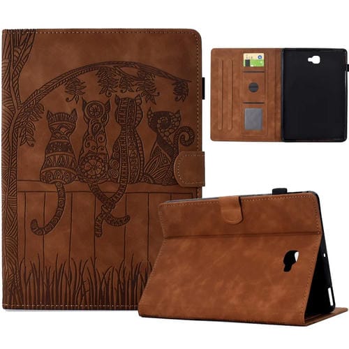 Funda inteligente Cuero Samsung Galaxy Tab a 10.1 T580 Relieve Gatos (Marrón)