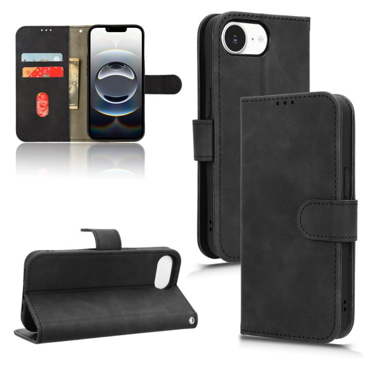 Funda para iPhone 16E de Cuero con Tapa Magnética y Tacto Agradable (Negra)