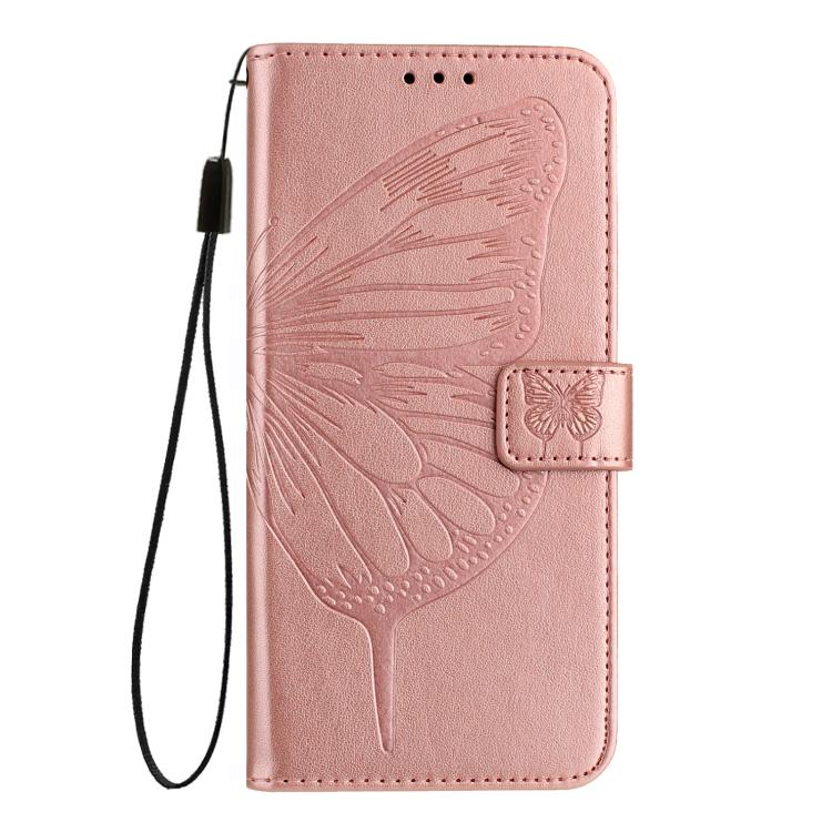 Funda de piel con diseño de mariposa en relieve para Samsung Galaxy M56 5G (oro rosa)