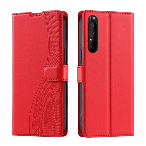 Funda de Cuero Ultradelgada con Puntos para Sony Xperia 1 IV Voltage (Roja)