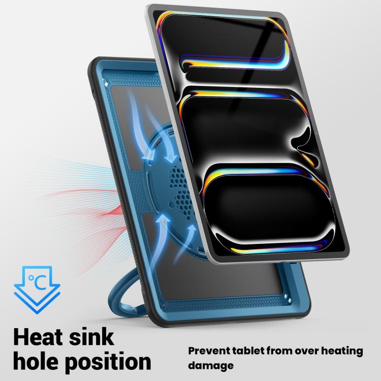 Funda Híbrida Tipo Panal con Asa y Correa para iPad Pro 13 (2024) (Azul Marino)