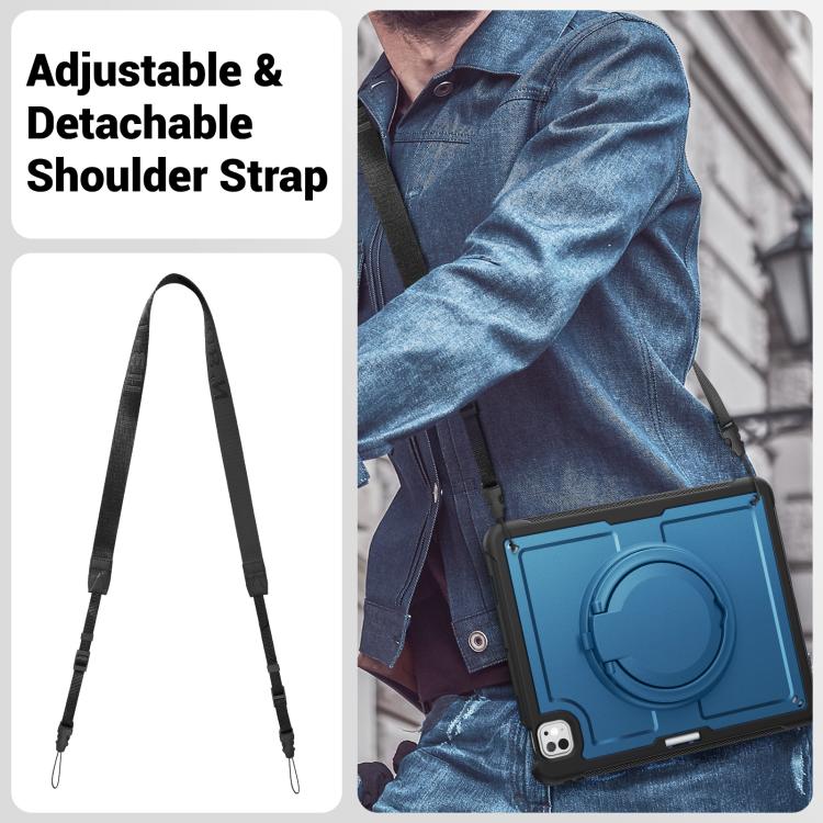 Funda Híbrida Tipo Panal con Asa y Correa para iPad Pro 13 (2024) (Azul Marino)