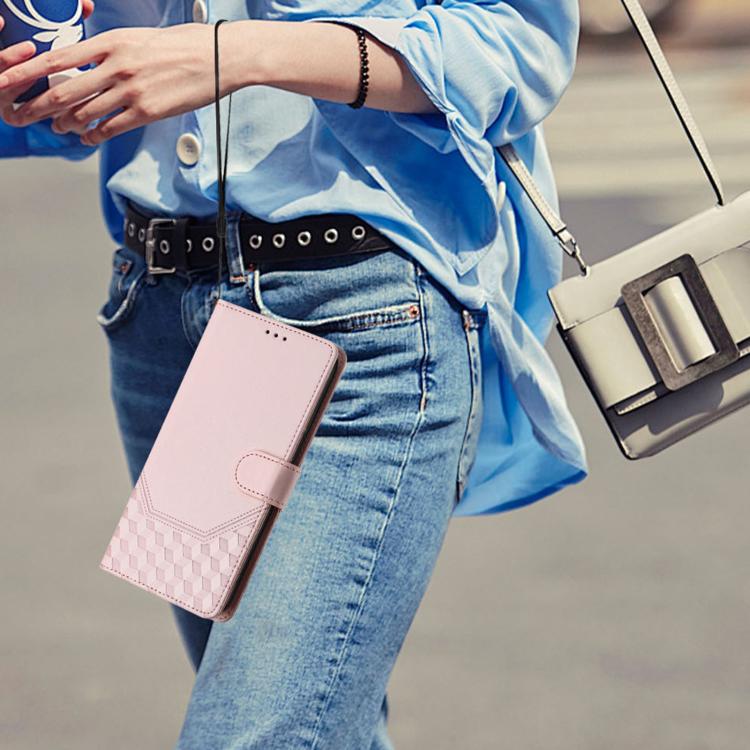 Funda de Cuero Rfid con Relieve en Panal para OnePlus 13R/Ace 5 Pro 5G (Rosa)