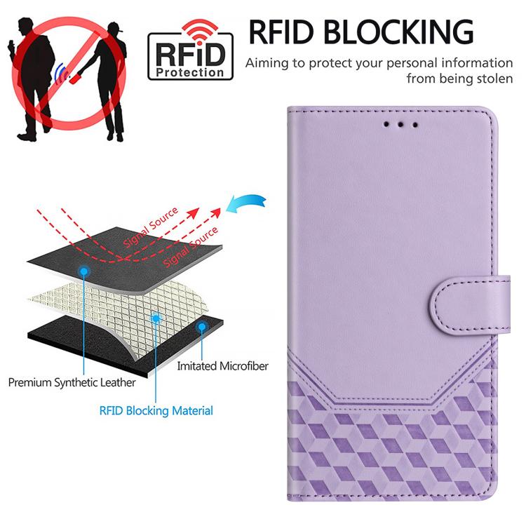Funda de Cuero Rfid con Relieve en Panal para Huawei Nova 13 Pro (Morado Claro)