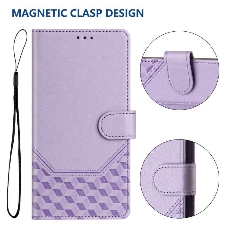 Funda de Cuero Rfid con Relieve en Panal para Huawei Nova 13 Pro (Morado Claro)