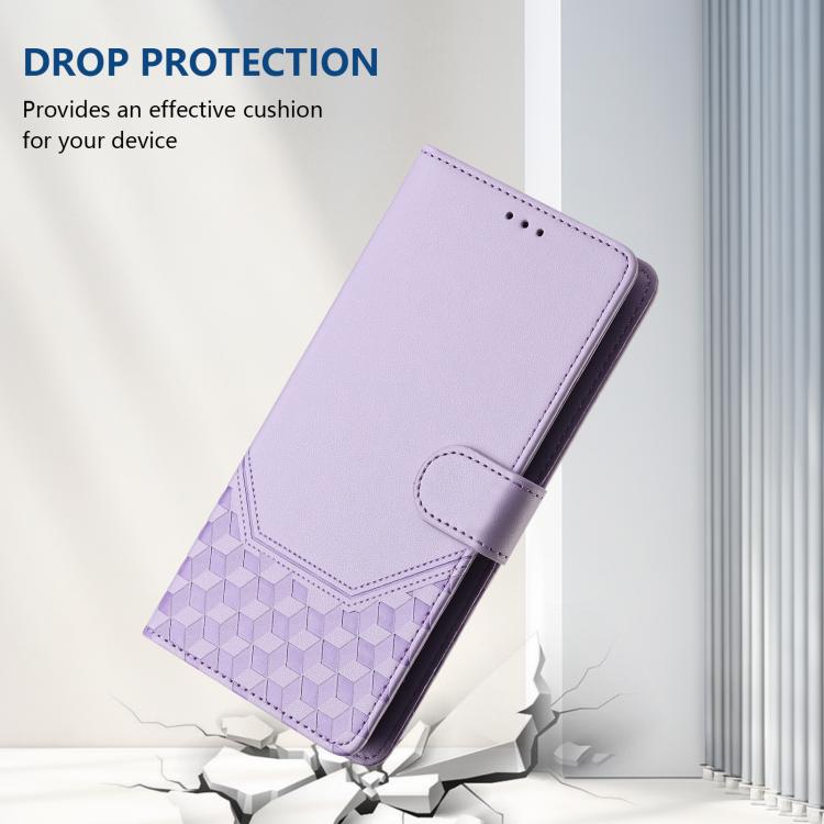 Funda de Cuero Rfid con Relieve en Panal para Huawei Nova 13 Pro (Morado Claro)