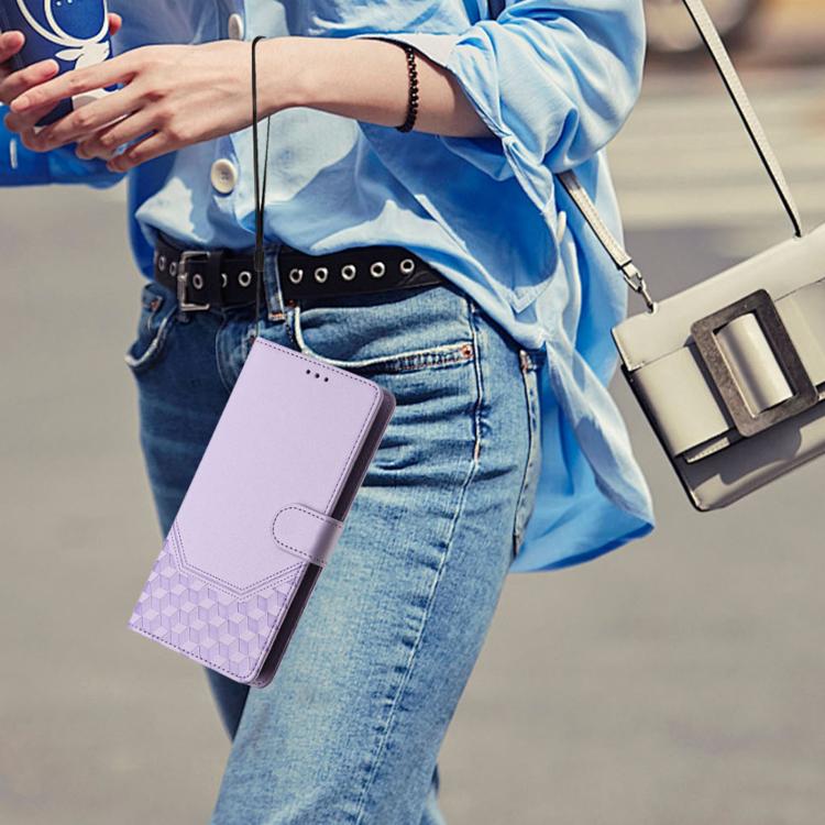 Funda de Cuero Rfid con Relieve en Panal para Huawei Nova 13 Pro (Morado Claro)