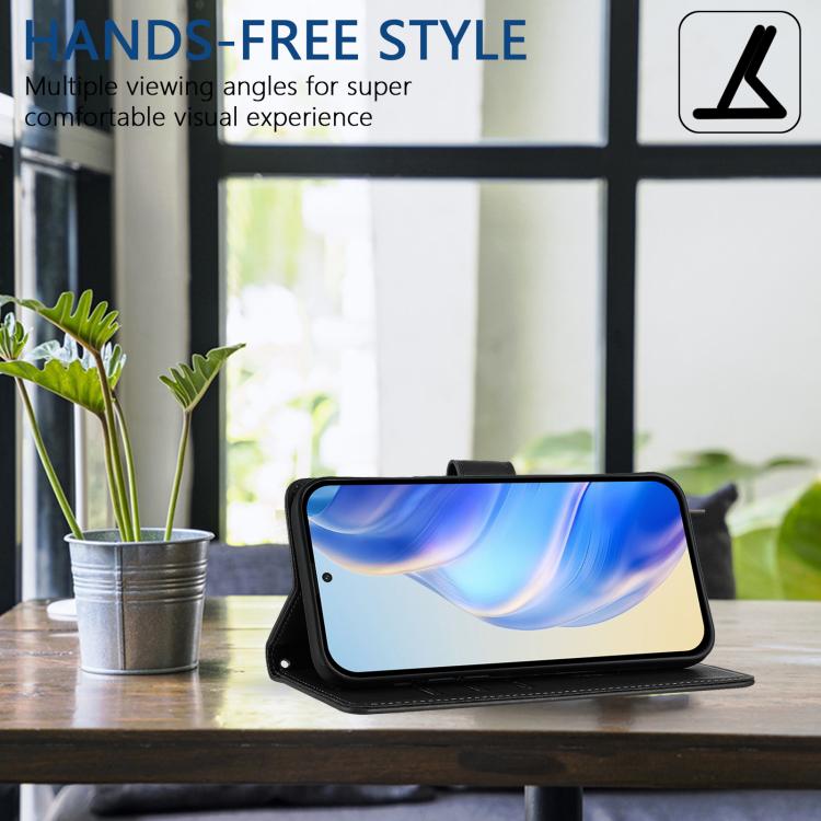 Funda de cuero con relieve de panal RFID para Samsung Galaxy M56 5G (negra)