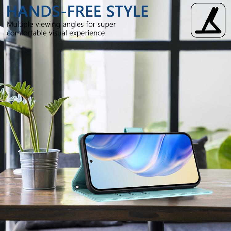 Funda de piel con relieve de panal RFID para Samsung Galaxy A07 4G (verde menta)
