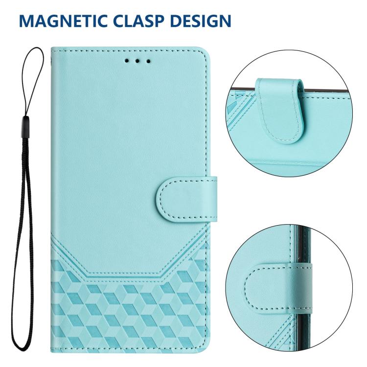 Funda de cuero RFID con relieve de panal para Xiaomi Civi 5 Pro 5G (verde menta)