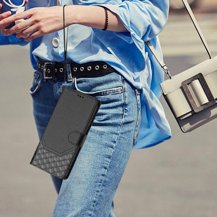 Funda de cuero con relieve de panal RFID para Xiaomi Civi 5 Pro 5G (negra)