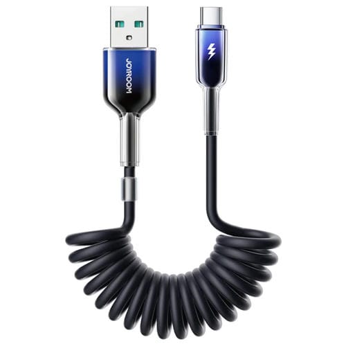 Cable de Datos Espiral Joyroom S-A43 3A USB A a USB-C 1,5 m (Negro)
