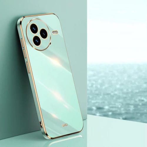 Funda de TPU con borde recto 6D galvanizado XINLI para Xiaomi Civi 5 Pro (verde menta)