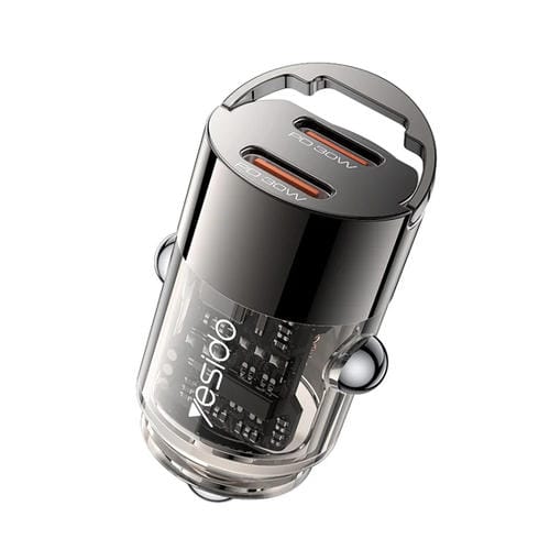 Cargador Mini Para Automóvil Yesido Y69 Pd30W Con Doble Usb-C/Tipo-C De Aleación De Zinc (Gris Metalizado)