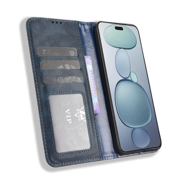 Funda de cuero con textura retro y hebilla magnética para Xiaomi Civi 5 Pro 5G (azul)