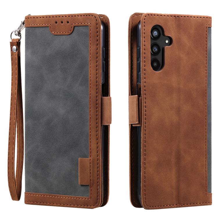 Funda de cuero con tapa horizontal y diseño retro para Samsung Galaxy S25 FE 5G (gris)