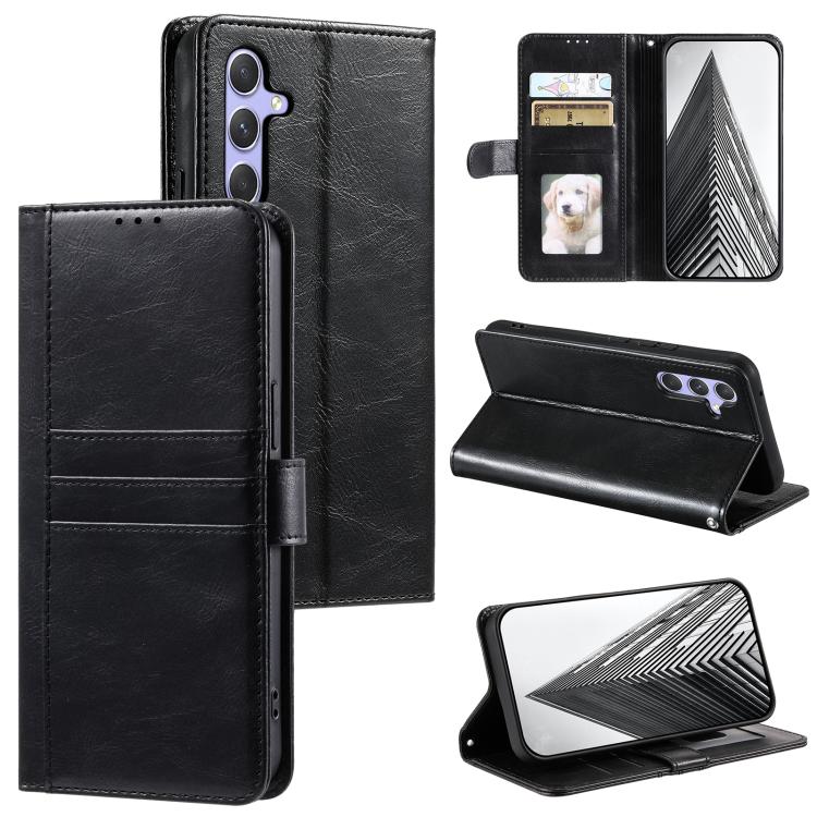 Funda de cuero tipo cartera para Samsung Galaxy S25 FE 5G (negro)