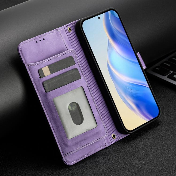 Funda de cuero con cremallera y ranuras para múltiples tarjetas para Infinix GT 30 Pro (morado)