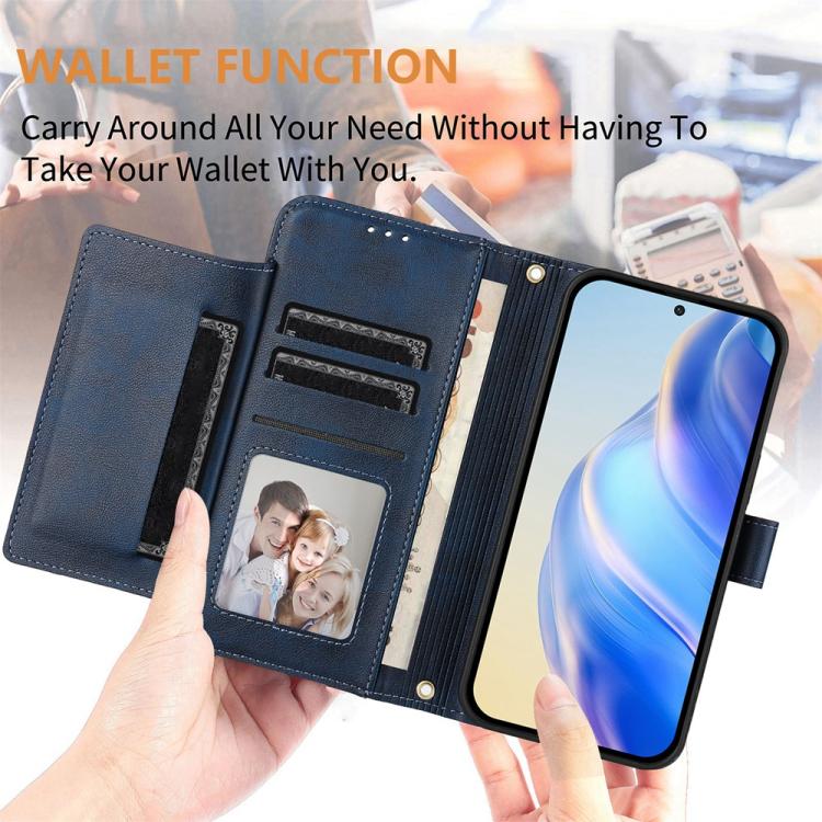 Funda de Cuero con Cremallera y Ranuras para Múltiples Tarjetas para Tecno Camon 40 Pro 4G (Azul)