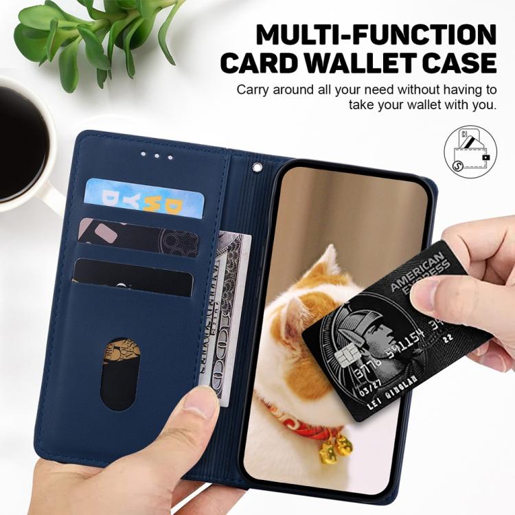 Funda de cuero RFID con diseño de gatos para Infinix Hot 50 Pro 4G (azul)