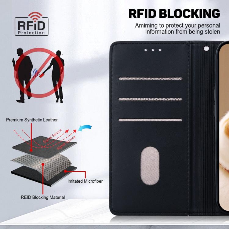 Funda de cuero RFID con diseño de gatos para Infinix Hot 50 Pro+ 4G (negra)