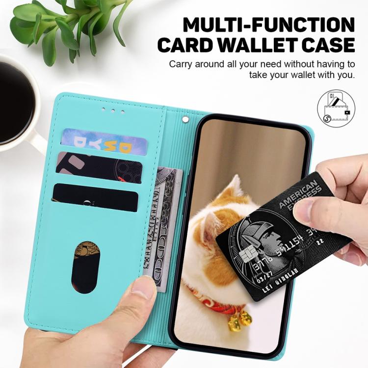 Funda de cuero RFID con diseño de gatos para Infinix Note 50 Pro+ (verde)