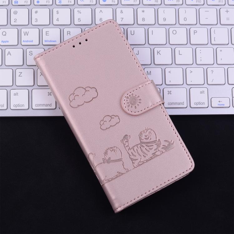 Funda de cuero RFID con diseño de gatos para Infinix Zero 40 4G/5G (oro rosa)