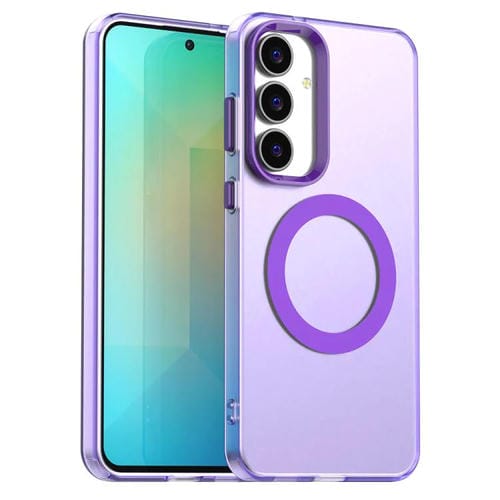 Funda híbrida de TPU y PC con diseño de caramelo Magsafe para Samsung Galaxy S25 FE 5G (morada)
