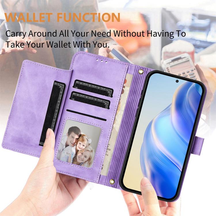 Funda de Cuero con Cremallera y Ranuras para Múltiples Tarjetas para Honor 400 Lite (Morado)