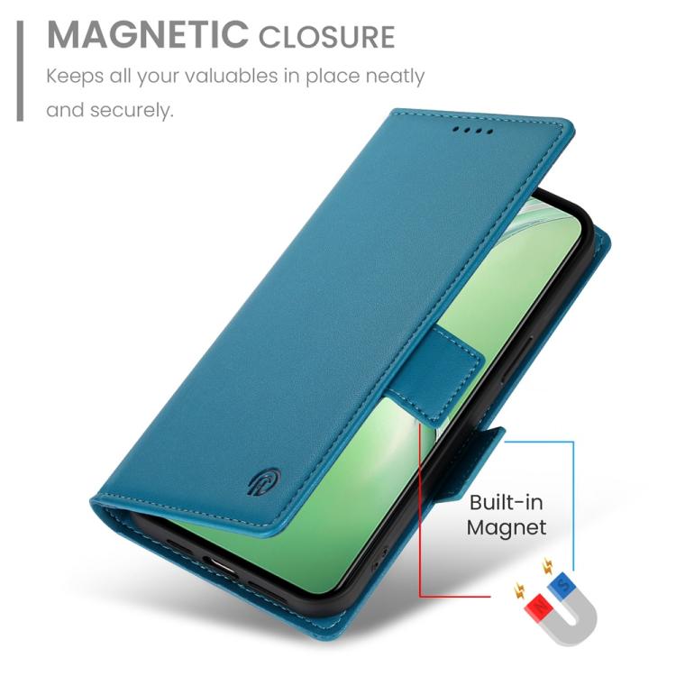 Funda de Cuero Esmerilado con Hebilla Lateral Magnética para OnePlus 13R / Ace 5 / Ace 5 Pro (Azul)