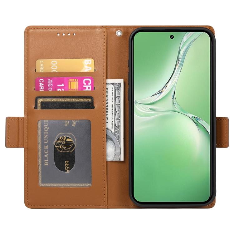 Funda de Cuero Esmerilado con Hebilla Lateral Magnética para OnePlus 13R Ace 5 Ace 5 Pro (Marrón)