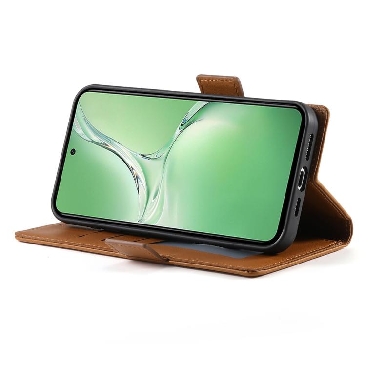 Funda de Cuero Esmerilado con Hebilla Lateral Magnética para OnePlus 13R Ace 5 Ace 5 Pro (Marrón)