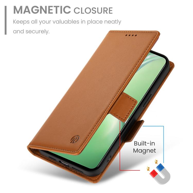 Funda de Cuero Esmerilado con Hebilla Lateral Magnética para OnePlus 13R Ace 5 Ace 5 Pro (Marrón)