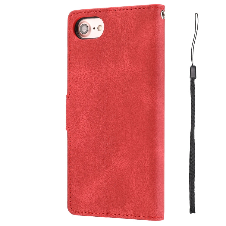 Funda de Piel de Becerro para iPhone 16E con Textura de Piel de Fantasía (Rojo)