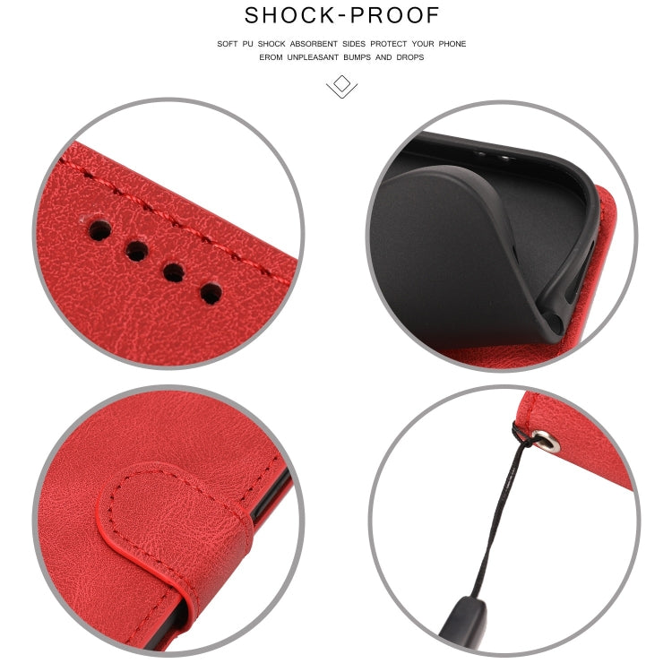 Funda de Piel de Becerro para iPhone 16E con Textura de Piel de Fantasía (Rojo)
