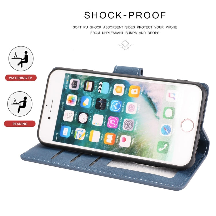 Funda de Piel de Becerro para iPhone 16E con Textura de Piel de Fantasía (Azul)