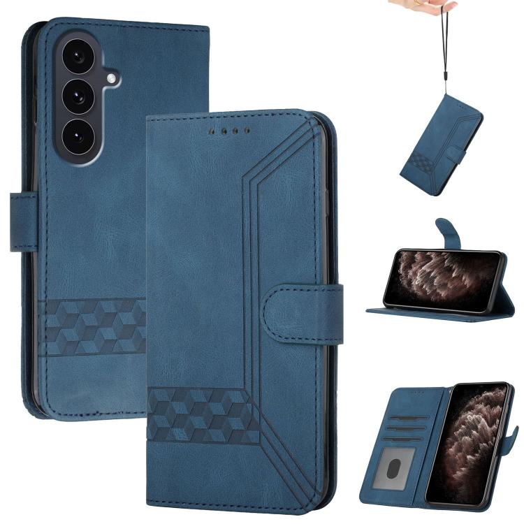 Funda de cuero con tapa cúbica para Samsung Galaxy S25 FE 5G (azul)