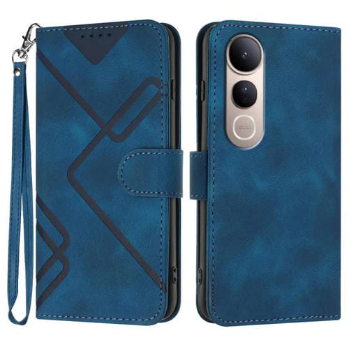 Funda de Cuero con Textura de Piel para Vivo V50 Lite 4G/5G (Azul Rey)