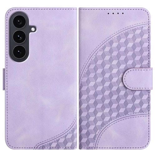 Funda de cuero con relieve de cabeza de elefante y cordón para Samsung Galaxy S25 FE 5G (morado claro)