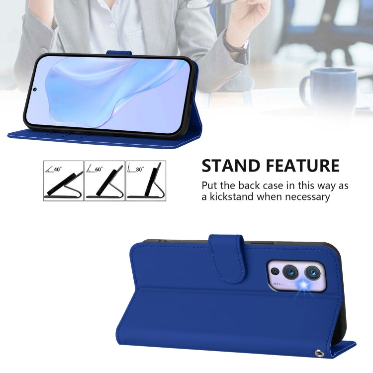 Funda de Cuero con Cordón para OnePlus 9 Skin Feel (Azul Oscuro)