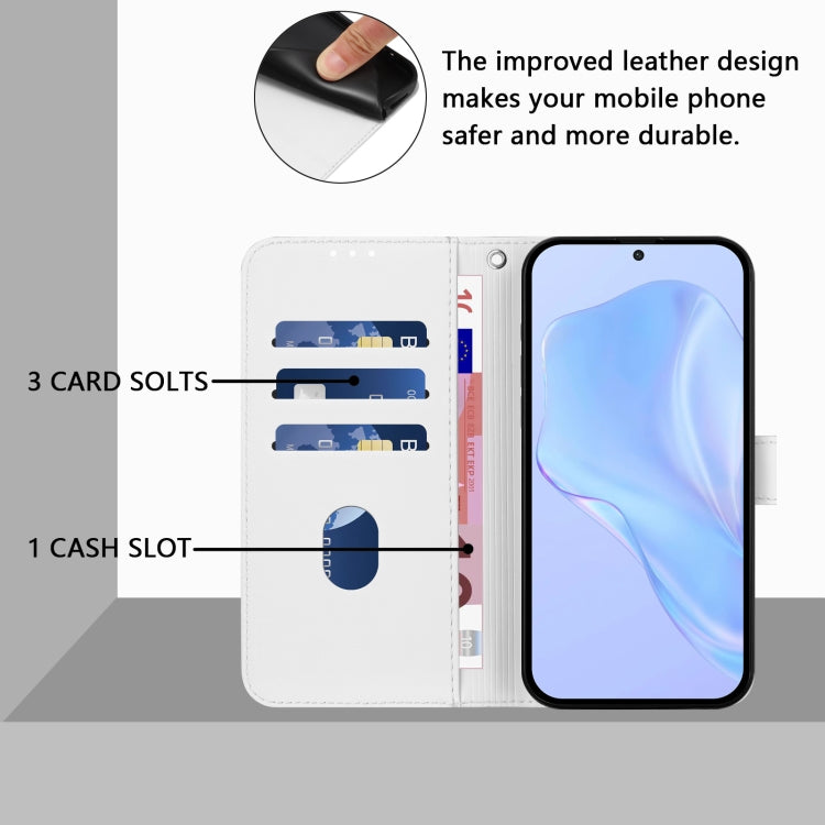 Funda de Cuero con Cordón para OnePlus 9 Pro Skin Feel (Blanco)