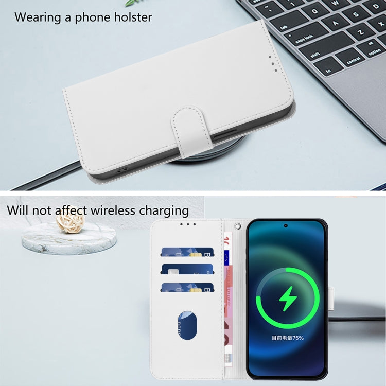 Funda de Cuero con Cordón para OnePlus 9 Pro Skin Feel (Blanco)