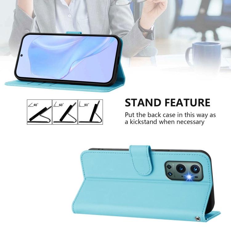 Funda de Cuero con Cordón para OnePlus 9 Pro Skin Feel (Azul Cielo)