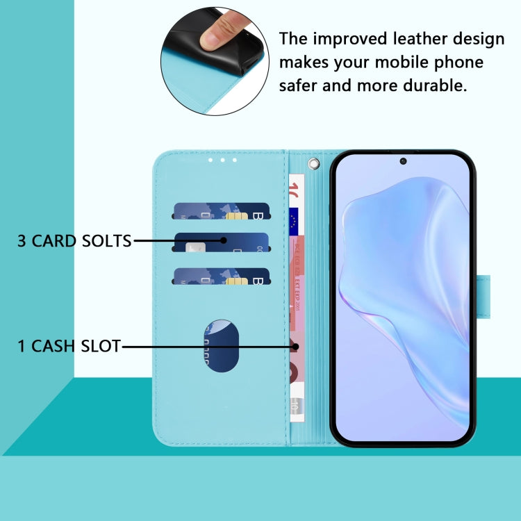 Funda de Cuero con Cordón para OnePlus 9 Pro Skin Feel (Azul Cielo)