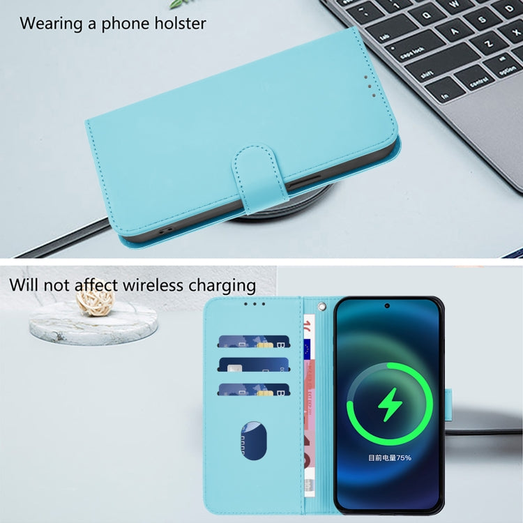 Funda de Cuero con Cordón para OnePlus 9 Pro Skin Feel (Azul Cielo)